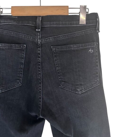Rag and Bone Hana Mini Flare Cropped Frayed Hem Jeans Black Croyden in Size 28 - Picture 6 of 8